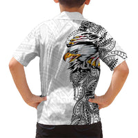 American Samoa Flag Day Kid Hawaiian Shirt Tribal Tattoo with Eagle White