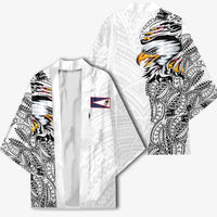 American Samoa Flag Day Kimono Tribal Tattoo with Eagle White