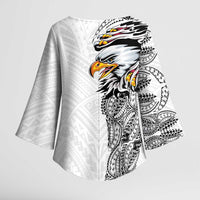 American Samoa Flag Day Kimono Sleeve Blouse Tribal Tattoo with Eagle White