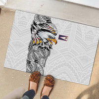 American Samoa Flag Day Rubber Doormat Tribal Tattoo with Eagle White