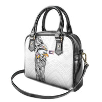 American Samoa Flag Day Shoulder Handbag Tribal Tattoo with Eagle White