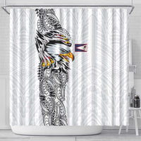 American Samoa Flag Day Shower Curtain Tribal Tattoo with Eagle White