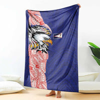 American Samoa Flag Day Blanket Tribal Tattoo with Eagle Blue-Red