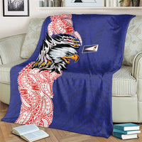 American Samoa Flag Day Blanket Tribal Tattoo with Eagle Blue-Red