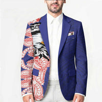 American Samoa Flag Day Blazer Tribal Tattoo with Eagle Blue-Red