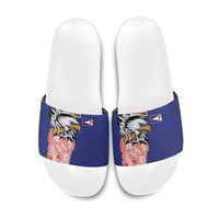 American Samoa Flag Day Slide Sandals Tribal Tattoo with Eagle Blue-Red