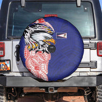 American Samoa Flag Day Spare Tire Cover Tribal Tattoo with Eagle Blue-Red
