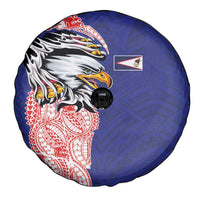 American Samoa Flag Day Spare Tire Cover Tribal Tattoo with Eagle Blue-Red