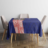 American Samoa Flag Day Tablecloth Tribal Tattoo with Eagle Blue-Red