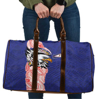 American Samoa Flag Day Travel Bag Tribal Tattoo with Eagle Blue-Red
