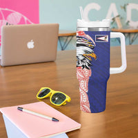 American Samoa Flag Day Tumbler With Handle Tribal Tattoo with Eagle Blue-Red