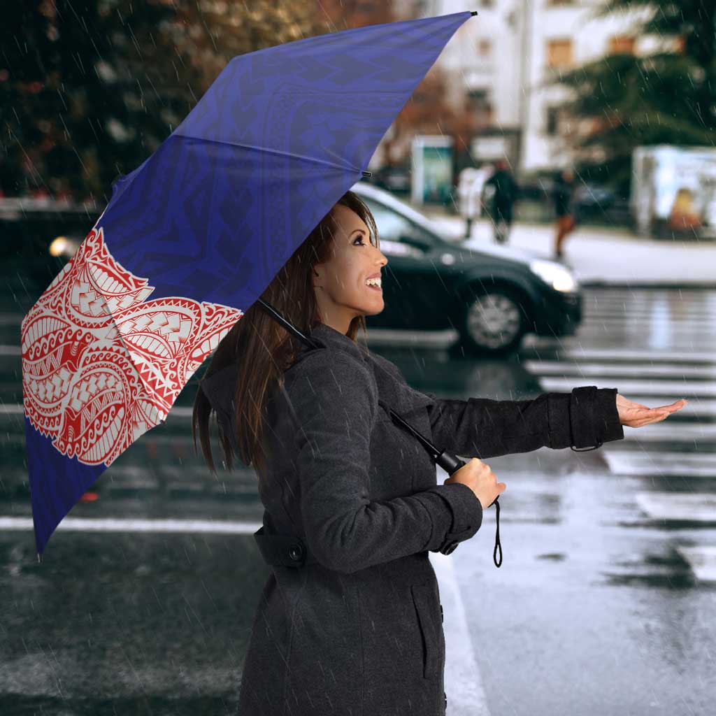 American Samoa Flag Day Umbrella Tribal Tattoo with Eagle Blue-Red
