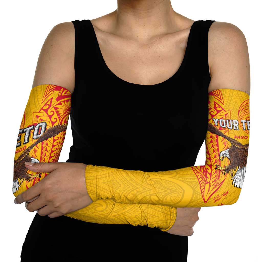Personalised American Samoa Flag Day Arm Sleeves Fautasi Race Pago Pago-Aeto Eagle Wings Tribal Style