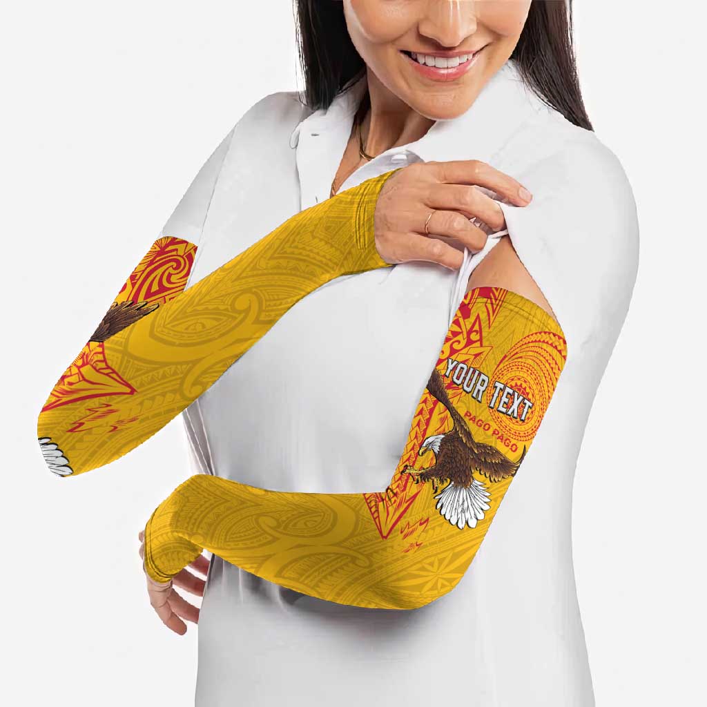 Personalised American Samoa Flag Day Arm Sleeves Fautasi Race Pago Pago-Aeto Eagle Wings Tribal Style