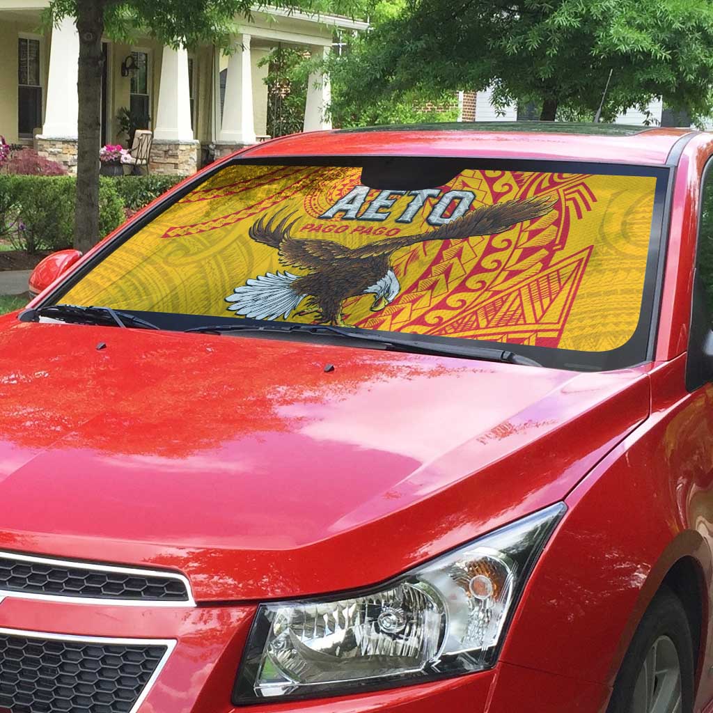 American Samoa Flag Day Auto Sun Shade Fautasi Race Pago Pago-Aeto Eagle Wings Tribal Style