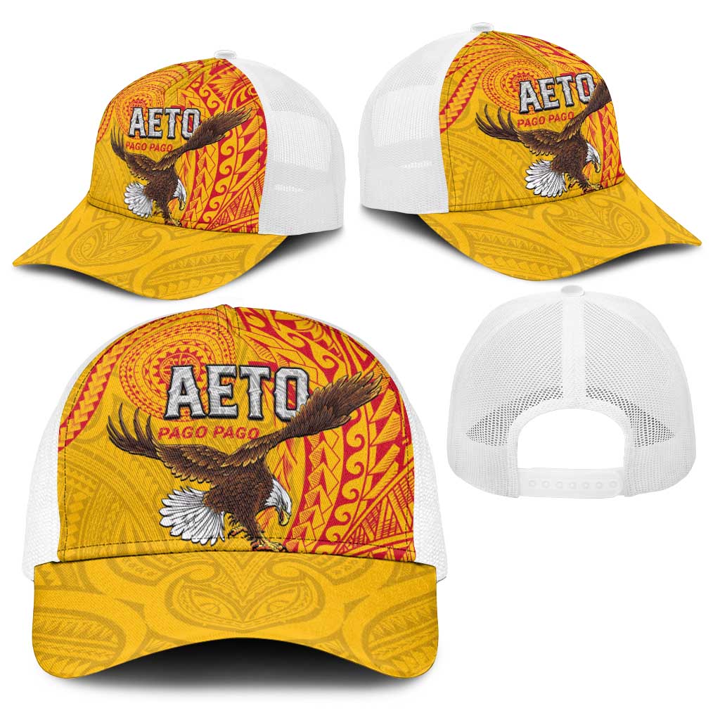 American Samoa Flag Day Baseball Net Cap Fautasi Race Pago Pago-Aeto Eagle Wings Tribal Style