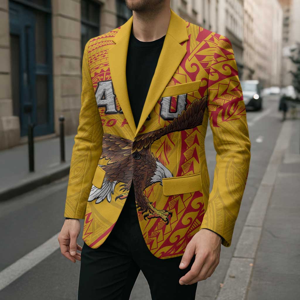 Personalised American Samoa Flag Day Blazer Fautasi Race Pago Pago-Aeto Eagle Wings Tribal Style