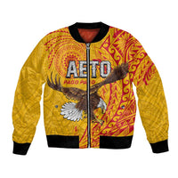 Personalised American Samoa Flag Day Bomber Jacket Fautasi Race Pago Pago-Aeto Eagle Wings Tribal Style