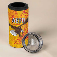 American Samoa Flag Day 4 in 1 Can Cooler Tumbler Fautasi Race Pago Pago-Aeto Eagle Wings Tribal Style