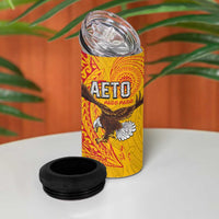 American Samoa Flag Day 4 in 1 Can Cooler Tumbler Fautasi Race Pago Pago-Aeto Eagle Wings Tribal Style