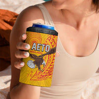 American Samoa Flag Day 4 in 1 Can Cooler Tumbler Fautasi Race Pago Pago-Aeto Eagle Wings Tribal Style