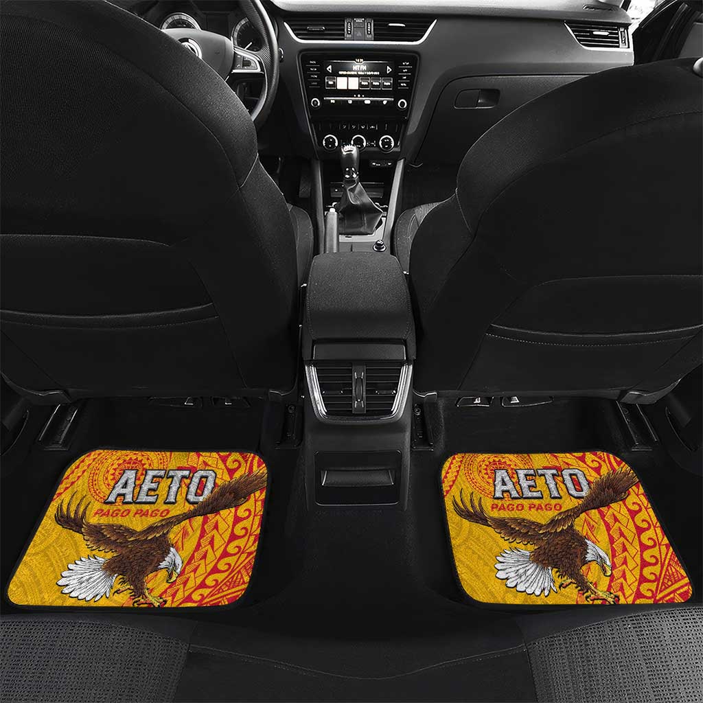 Personalised American Samoa Flag Day Car Mats Fautasi Race Pago Pago-Aeto Eagle Wings Tribal Style