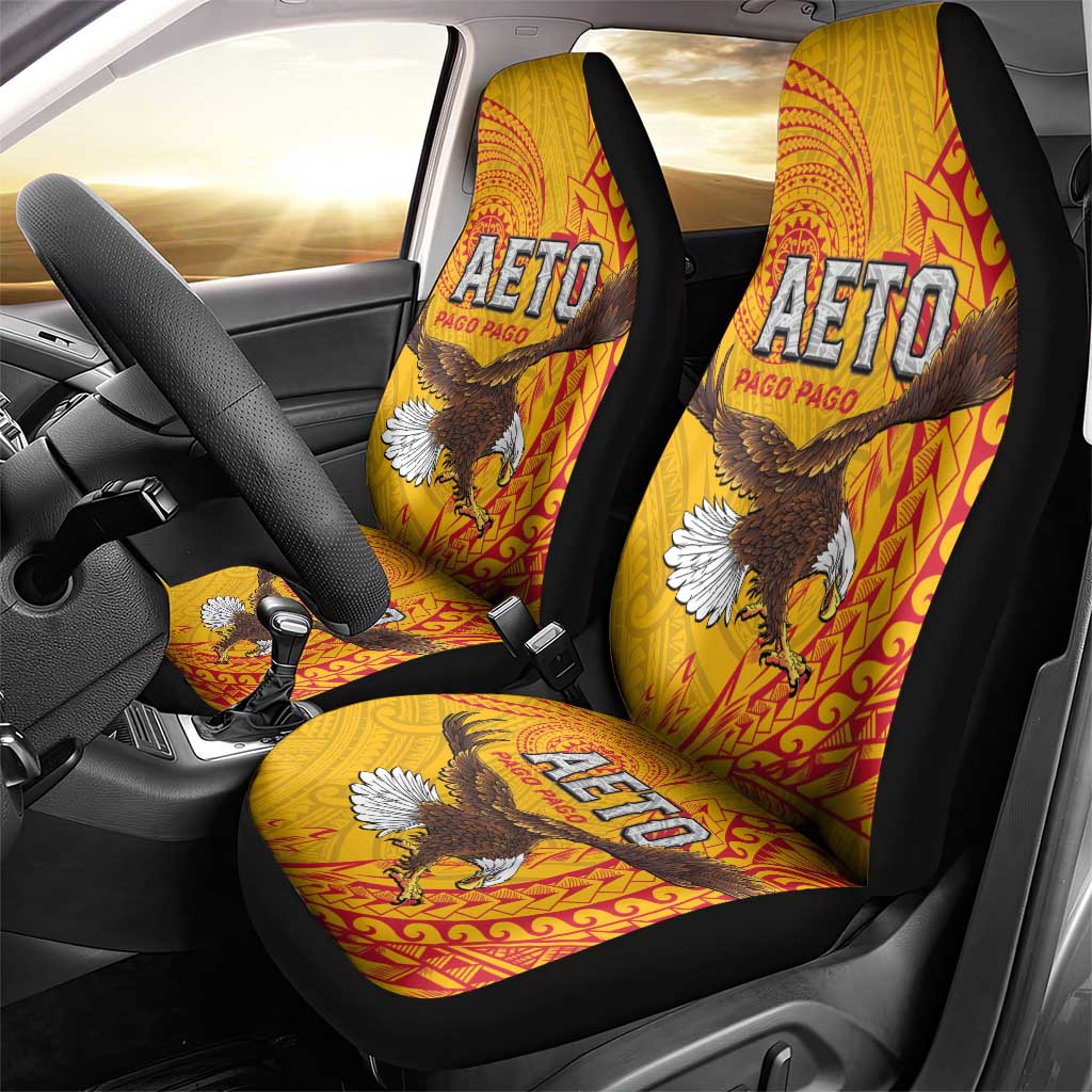 American Samoa Flag Day Car Seat Cover Fautasi Race Pago Pago-Aeto Eagle Wings Tribal Style