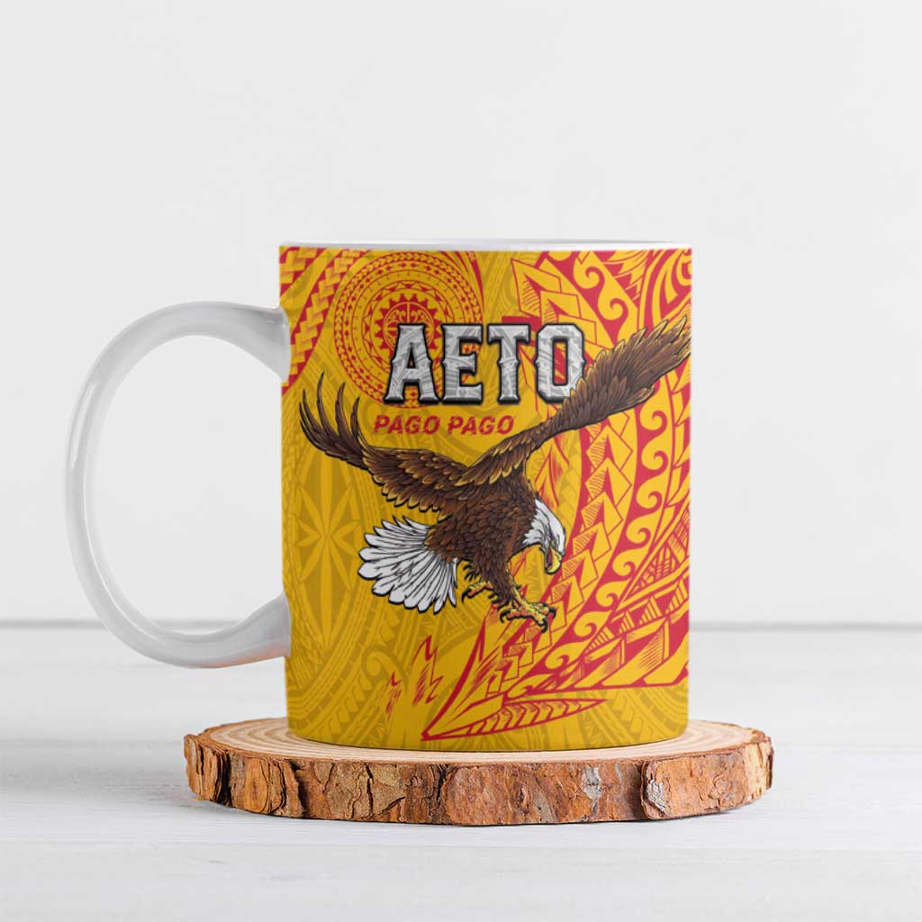 American Samoa Flag Day Ceramic Mug Fautasi Race Pago Pago-Aeto Eagle Wings Tribal Style
