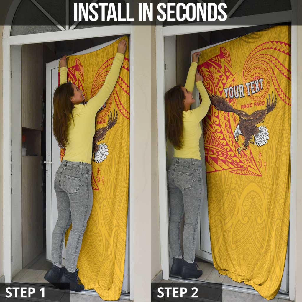 Personalised American Samoa Flag Day Door Cover Fautasi Race Pago Pago-Aeto Eagle Wings Tribal Style