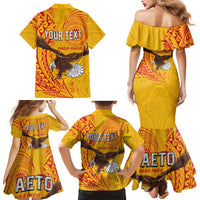 Personalised American Samoa Flag Day Family Matching Mermaid Dress and Hawaiian Shirt Fautasi Race Pago Pago-Aeto Eagle Wings Tribal Style LT03 - Polynesian Pride