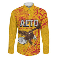 Personalised American Samoa Flag Day Family Matching Short Sleeve Bodycon Dress and Hawaiian Shirt Fautasi Race Pago Pago-Aeto Eagle Wings Tribal Style LT03 Dad's Shirt - Long Sleeve Multicolor - Polynesian Pride
