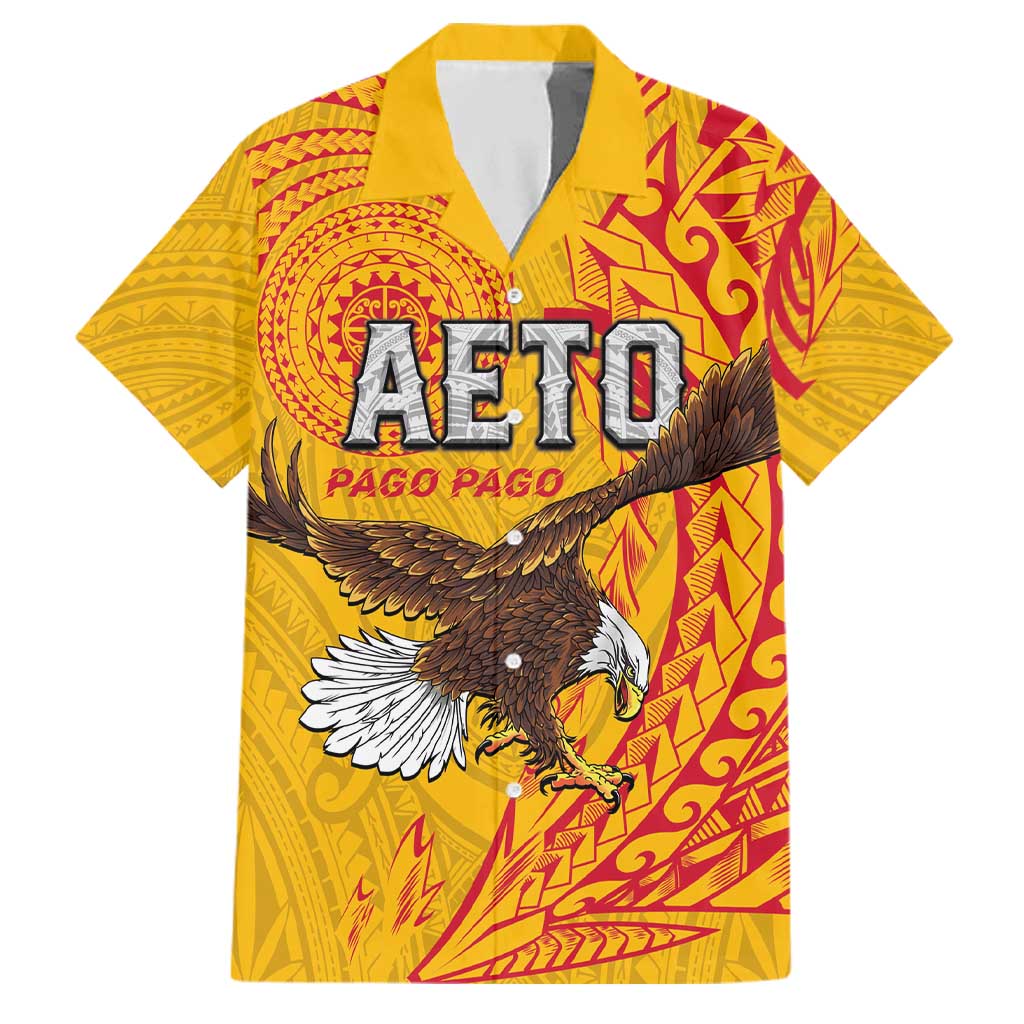 Personalised American Samoa Flag Day Family Matching Tank Maxi Dress and Hawaiian Shirt Fautasi Race Pago Pago-Aeto Eagle Wings Tribal Style LT03 Dad's Shirt - Short Sleeve Multicolor - Polynesian Pride