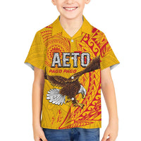 Personalised American Samoa Flag Day Family Matching Tank Maxi Dress and Hawaiian Shirt Fautasi Race Pago Pago-Aeto Eagle Wings Tribal Style LT03 Son's Shirt Multicolor - Polynesian Pride