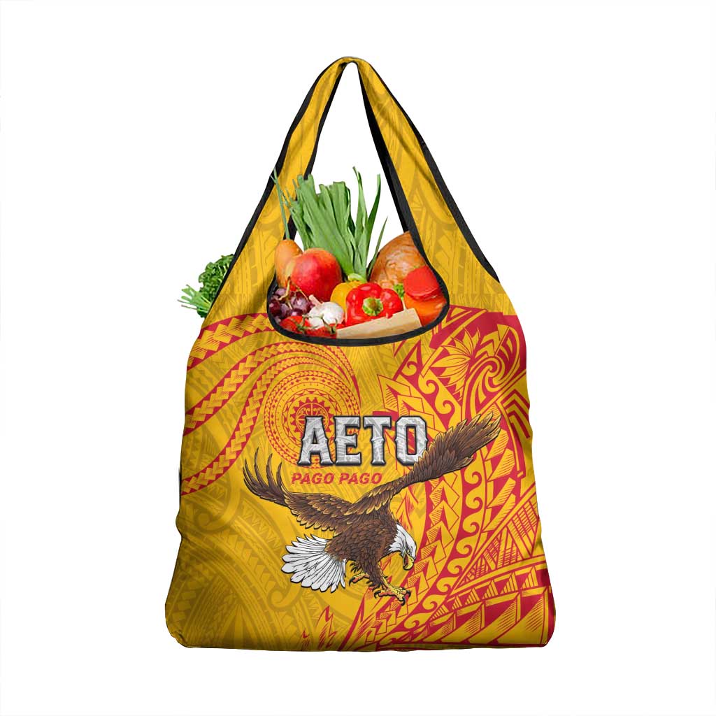 American Samoa Flag Day Grocery Bag Fautasi Race Pago Pago-Aeto Eagle Wings Tribal Style