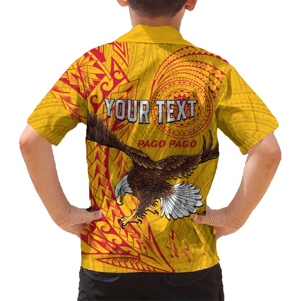 Personalised American Samoa Flag Day Kid Hawaiian Shirt Fautasi Race Pago Pago-Aeto Eagle Wings Tribal Style LT03 - Polynesian Pride