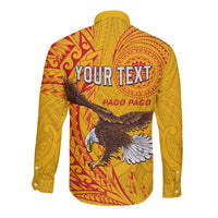 Personalised American Samoa Flag Day Long Sleeve Button Shirt Fautasi Race Pago Pago-Aeto Eagle Wings Tribal Style