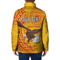 Personalised American Samoa Flag Day Padded Jacket Fautasi Race Pago Pago-Aeto Eagle Wings Tribal Style