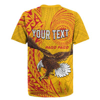 Personalised American Samoa Flag Day Rugby Jersey Fautasi Race Pago Pago-Aeto Eagle Wings Tribal Style
