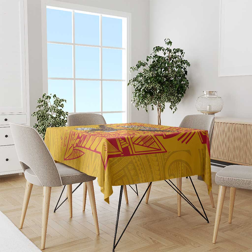 American Samoa Flag Day Tablecloth Fautasi Race Pago Pago-Aeto Eagle Wings Tribal Style