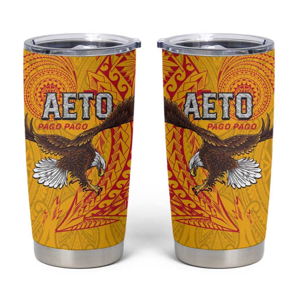 American Samoa Flag Day Tumbler Cup Fautasi Race Pago Pago-Aeto Eagle Wings Tribal Style LT03 Multicolor - Polynesian Pride