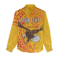 Personalised American Samoa Flag Day Women Casual Shirt Fautasi Race Pago Pago-Aeto Eagle Wings Tribal Style LT03 - Polynesian Pride