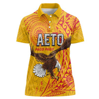 Personalised American Samoa Flag Day Women Polo Shirt Fautasi Race Pago Pago-Aeto Eagle Wings Tribal Style LT03 Female Multicolor - Polynesian Pride
