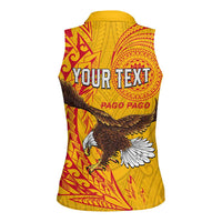 Personalised American Samoa Flag Day Women Sleeveless Polo Shirt Fautasi Race Pago Pago-Aeto Eagle Wings Tribal Style LT03 - Polynesian Pride