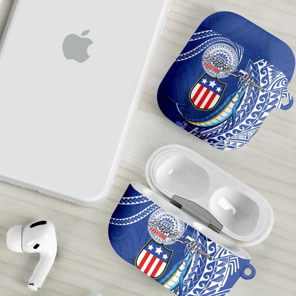 American Samoa Flag Day AirPods Case Fautasi Race Fagatogo-Iseula O Le Moana Sailfish Tribal Style LT03 - Polynesian Pride
