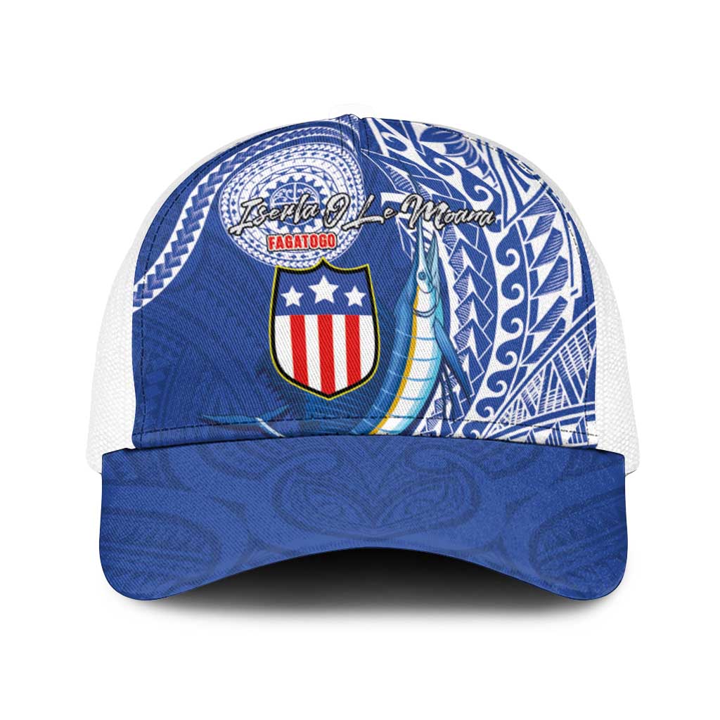 American Samoa Flag Day Baseball Net Cap Fautasi Race Fagatogo-Iseula O Le Moana Sailfish Tribal Style LT03 One Size White Multicolor - Polynesian Pride