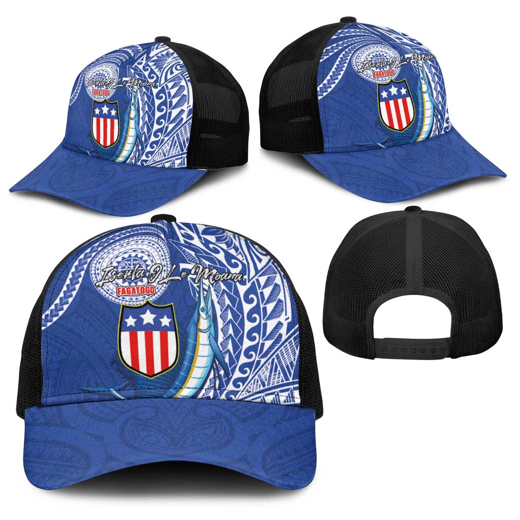 American Samoa Flag Day Baseball Net Cap Fautasi Race Fagatogo-Iseula O Le Moana Sailfish Tribal Style LT03 - Polynesian Pride