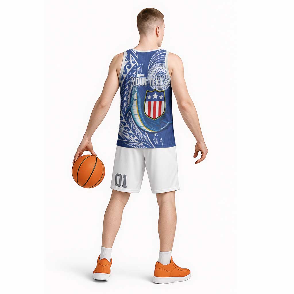 Personalised American Samoa Flag Day Basketball Jersey Fautasi Race Fagatogo-Iseula O Le Moana Sailfish Tribal Style LT03 - Polynesian Pride