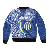 Personalised American Samoa Flag Day Bomber Jacket Fautasi Race Fagatogo-Iseula O Le Moana Sailfish Tribal Style LT03 - Polynesian Pride
