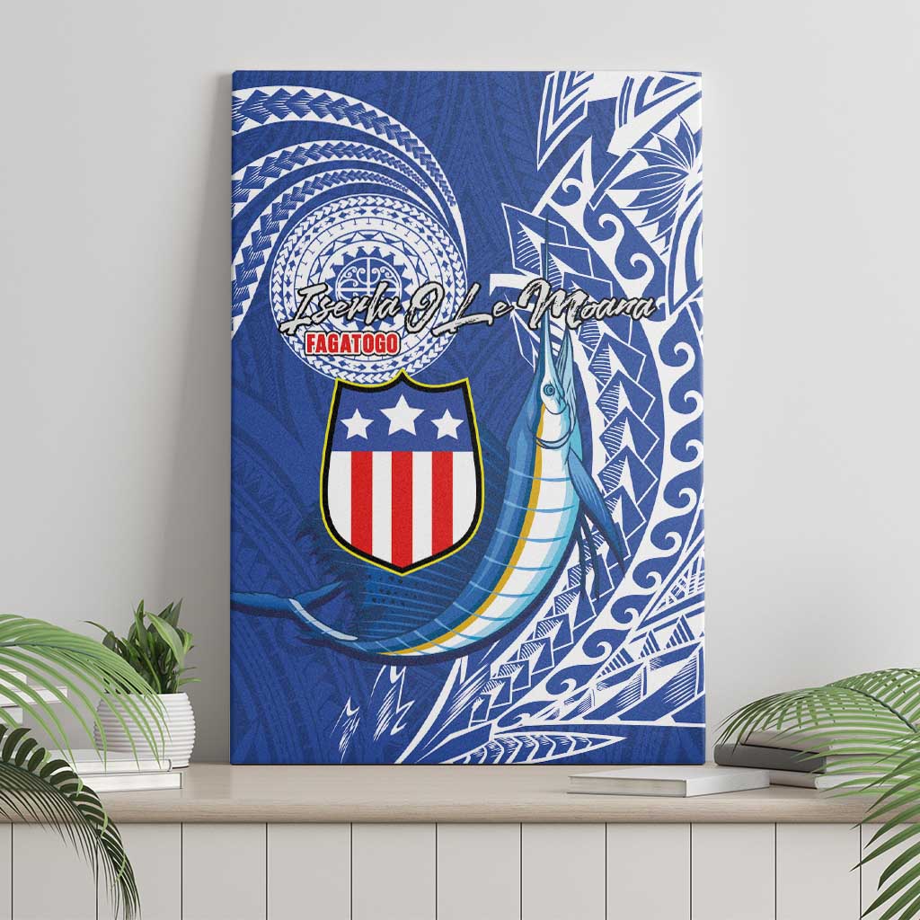 American Samoa Flag Day Canvas Wall Art Fautasi Race Fagatogo-Iseula O Le Moana Sailfish Tribal Style LT03 - Polynesian Pride
