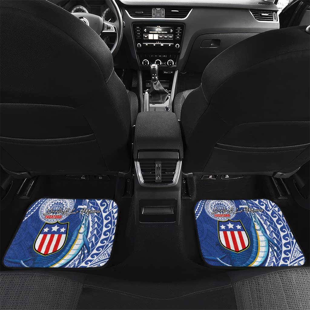 Personalised American Samoa Flag Day Car Mats Fautasi Race Fagatogo-Iseula O Le Moana Sailfish Tribal Style LT03 Set 2pcs - Back Multicolor - Polynesian Pride